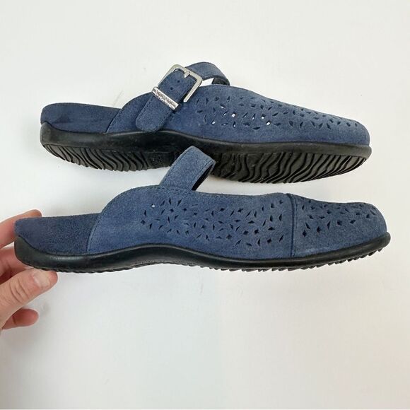 Vionic Lidia Suede Slip On Lasercut Mule Sandal Blue Size 7 - Picture 3 of 8